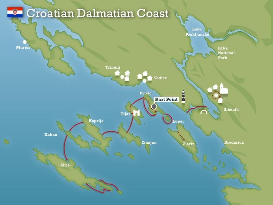adriatiese kus van kroasië kaart