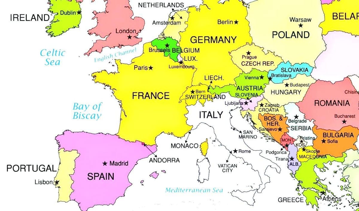 kaart van europa wat kroasië