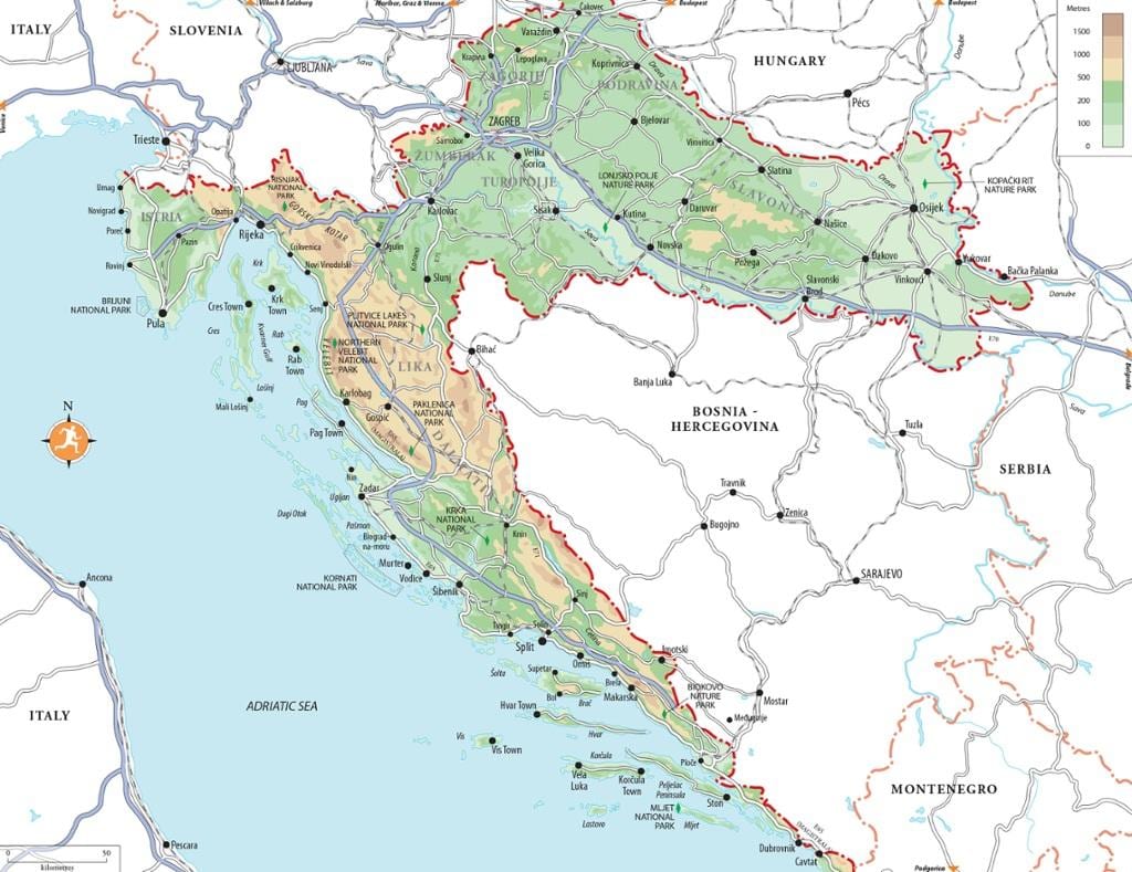 kroasië vakansie-oorde kaart