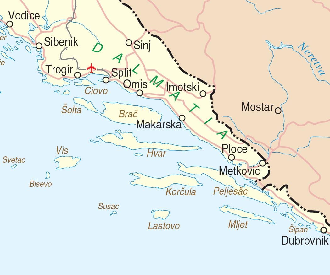 kaart van suider-kroasië