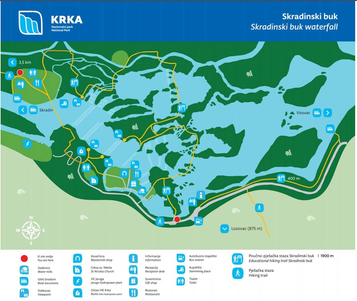 krka nasionale park kroasië kaart