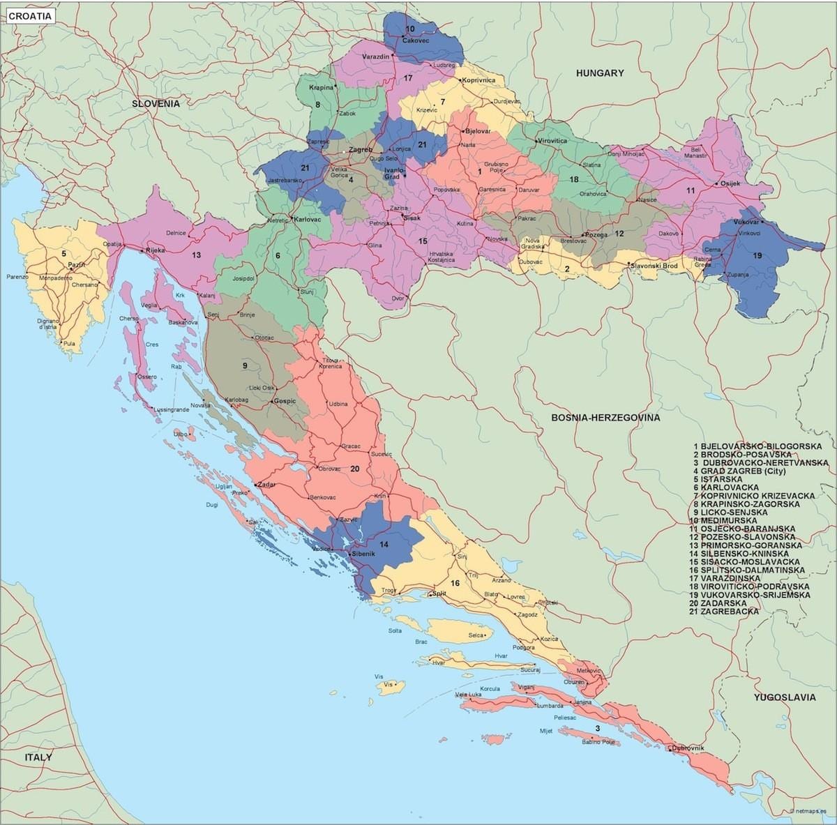 kaart van kroasië kaart vector