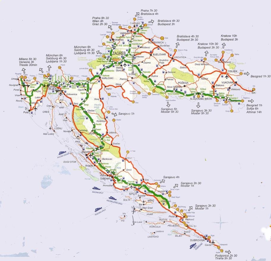 kaart van kroasië road trip