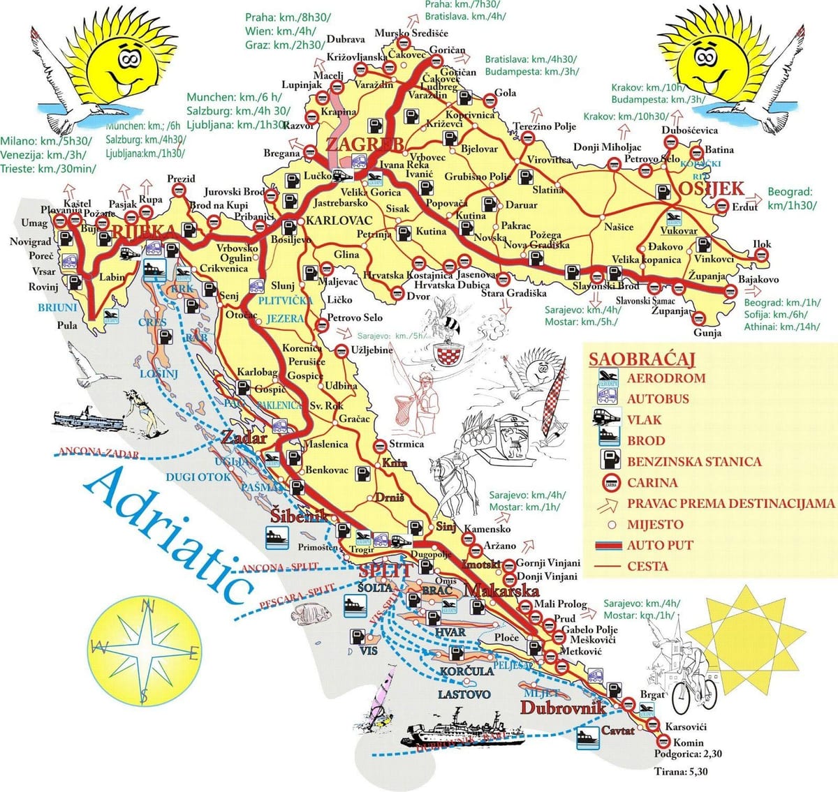 kroasië vakansie bestemmings kaart