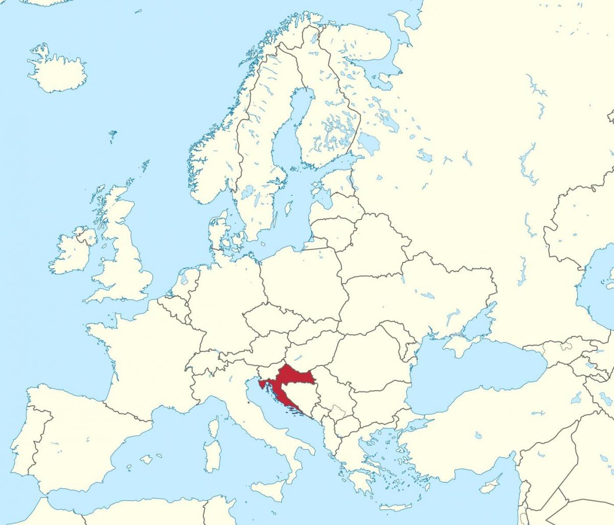 kroasië in die kaart van europa