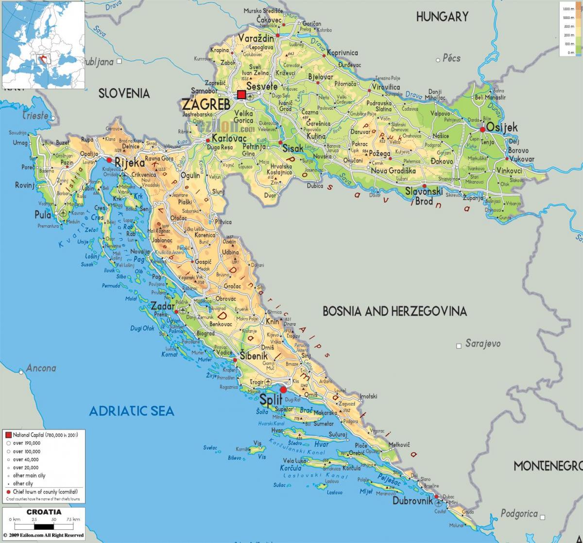 kroasië in die kaart