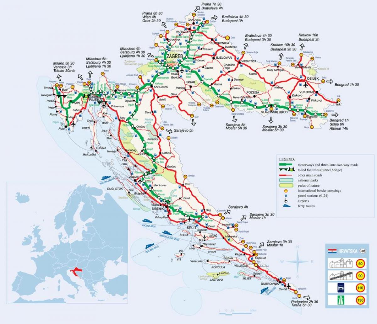 kaart van kroasië trein