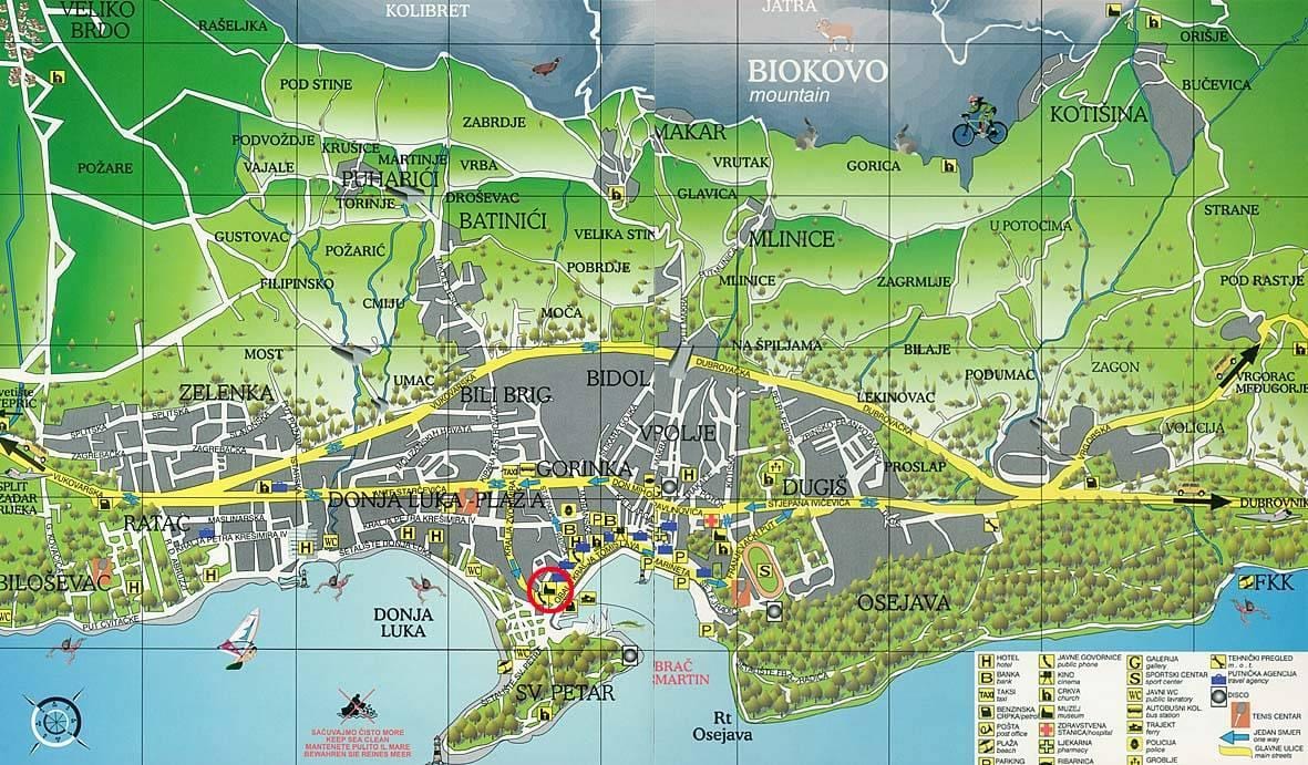 kaart van makarska kroasië