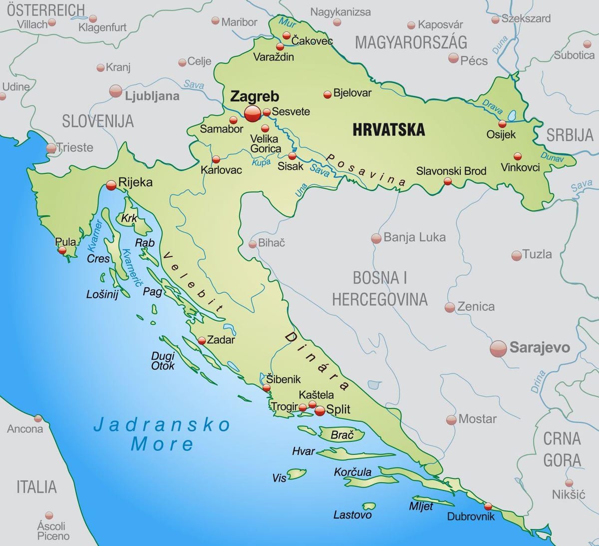 noord-kroasië kaart