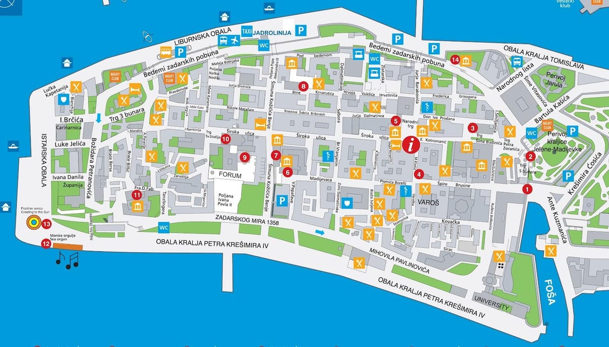 kaart van zadar kroasië