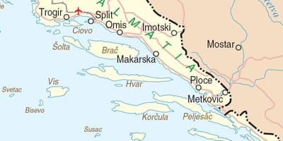 Kaart van suider-kroasië