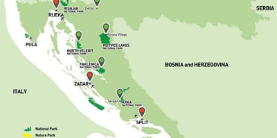 Kaart van kroasië nasionale parke 