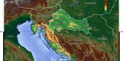 Kaart van kroasië topografiese 