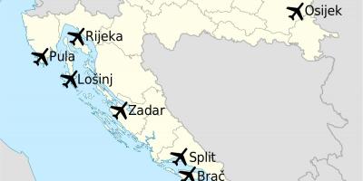 Kaart van kroasië wat lughawens