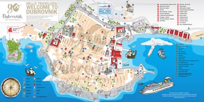 Kaart van die ou stad dubrovnik kroasië